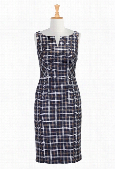 Eshakti Women's Plaid Twill Sheath Dress