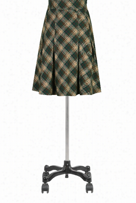 Eshaktii Women's Pleated Plaid Skirt