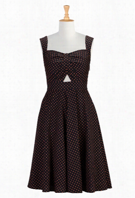 Eshakti Women's Polka Variegate Cutout Cotton Dress