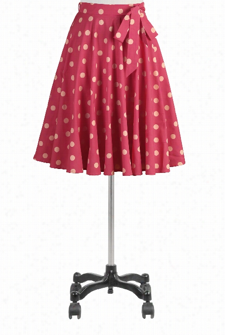 Eshakti Women's Polka Dot Print Cotton Poplin Skirt