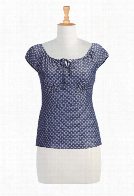 Eshakti Women's Polka Dot Woven Jacquard Blouse