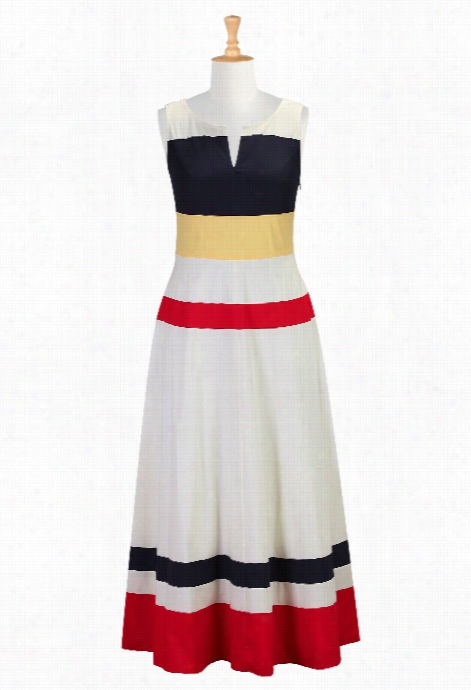 Eshakti Women's Racing Stripes Poplin Maxi Dress