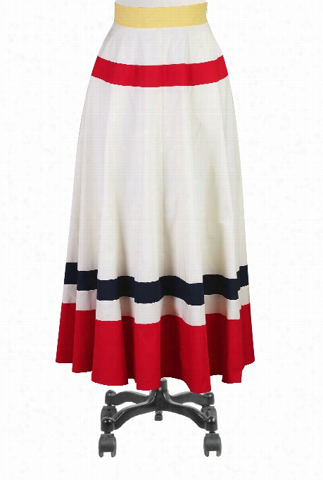 Eshakti Women's Rac1ng Stripes Oplin Maxi Skirt