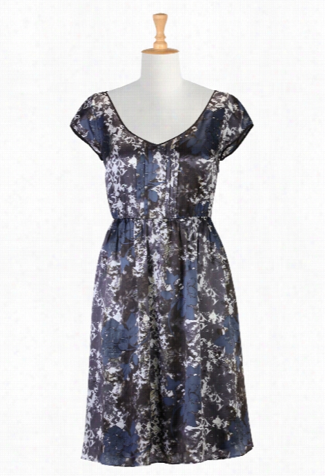 Eshakti Womej's Shadow Print Silk Dre Ss