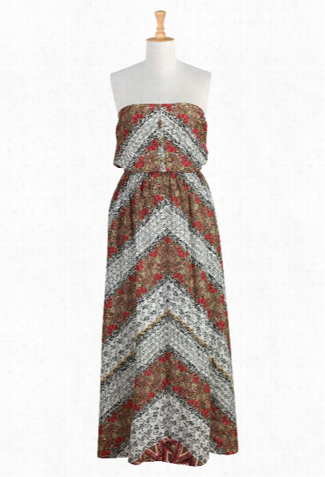 Eshakti Womeh's Strapless Cotton Print Maxi Dress