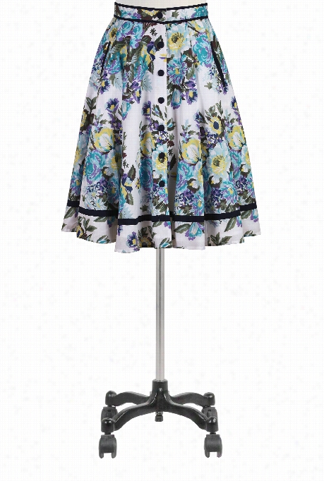 Eshakti Wome's Tipped Trim Floral Print Skirt