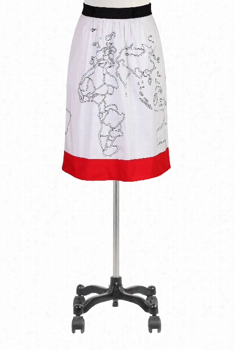 Eshakti Women's Vintage World Map  Embellished Skirt