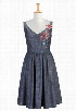 eShakti Women's Floral embellished chambray dress