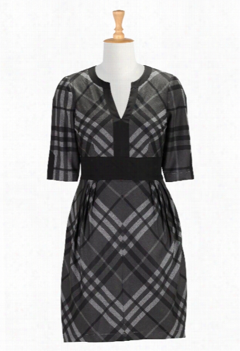 Eshakti Women's Colorblock Plaid Sheath Dreess