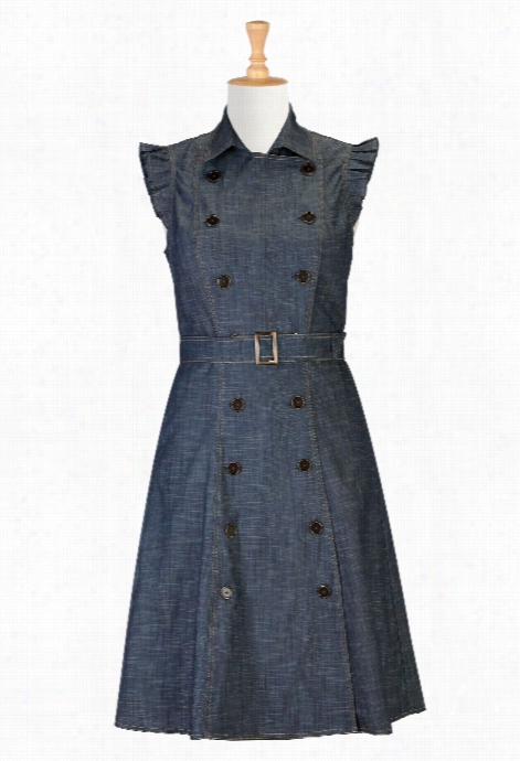 Eshakti Women's Cotton Chambray Trench Dress