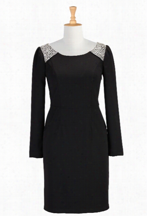 Eshakti Women's Crystal Embellished Little Black Dress