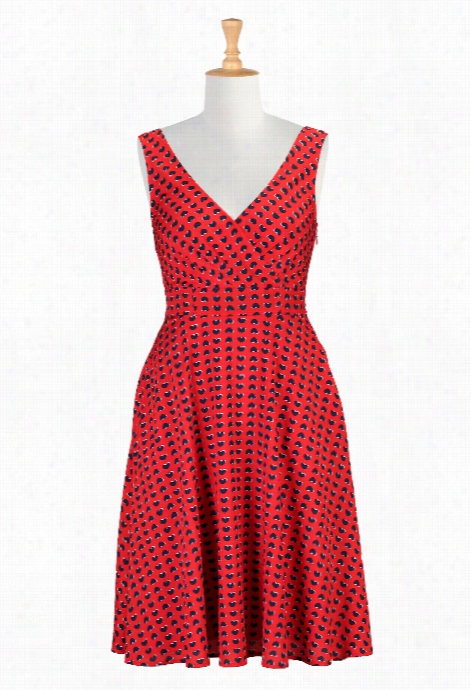 Eshakti Women's Heart Print Surplice Dress