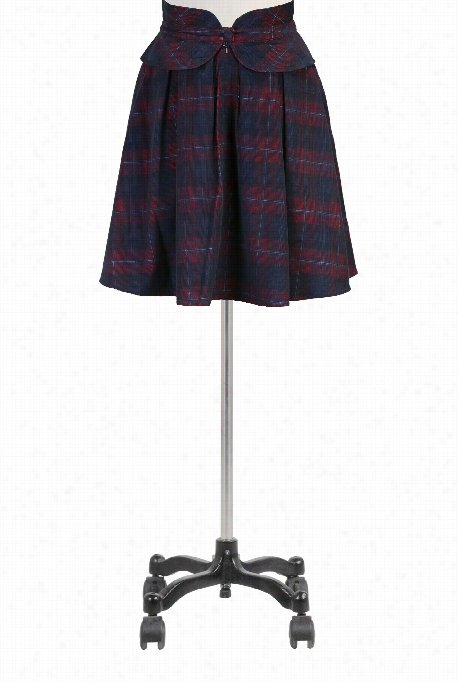 Eshakti Women's  Plaid Cord Peplum Skirt