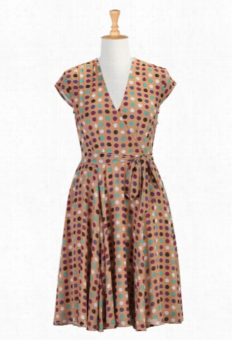 Eshakti Womej'spolka Dot Print Surplice Dress