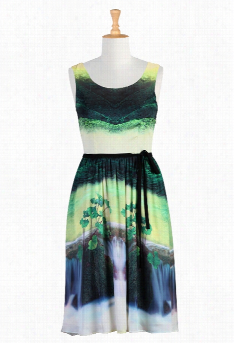 Eshakti Women's Waterfall Digital Print Dress