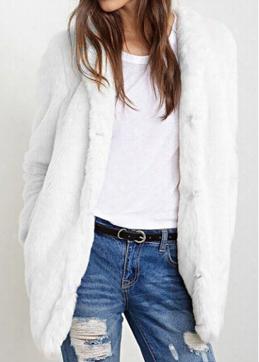 Artificial Fur Pocket Designwhie Coat