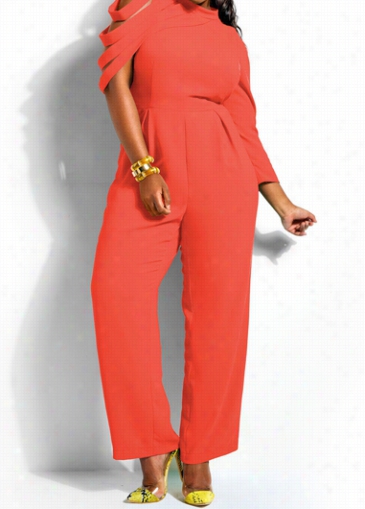 Back Zip Closure High Neck Loose Jumpsuit