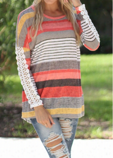 Long Sleeve Stripe Print T Shirt