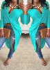 Long Sleeve Cyan High Low T Shirt