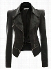 Turndown Collar Long Sleeve Black Jacket