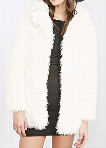 White Faux Fur Coa For Women