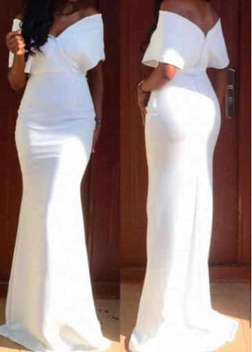 Zip Closure White High Waist Maxi Dress