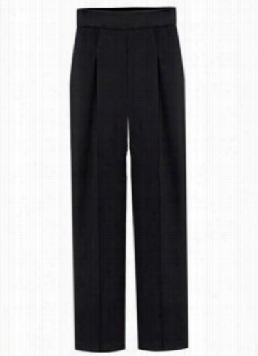 Zipper Fly Soolid Black Straight Pants