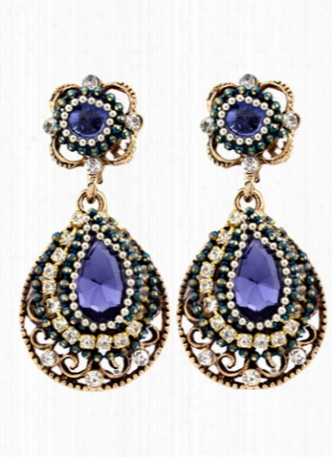 Rhinestone Edcorated Vintage Metal Earrings For Party