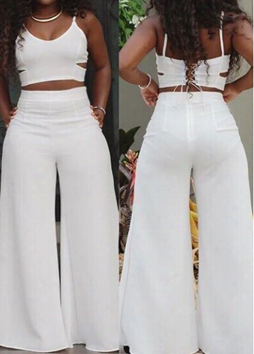 Sleeveless Crop Top And Ankle Length Pants