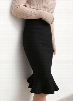 Black High Waist Flouncing Hem Skirt