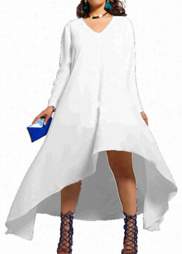 White Long Sleeve High Cheaply Dress