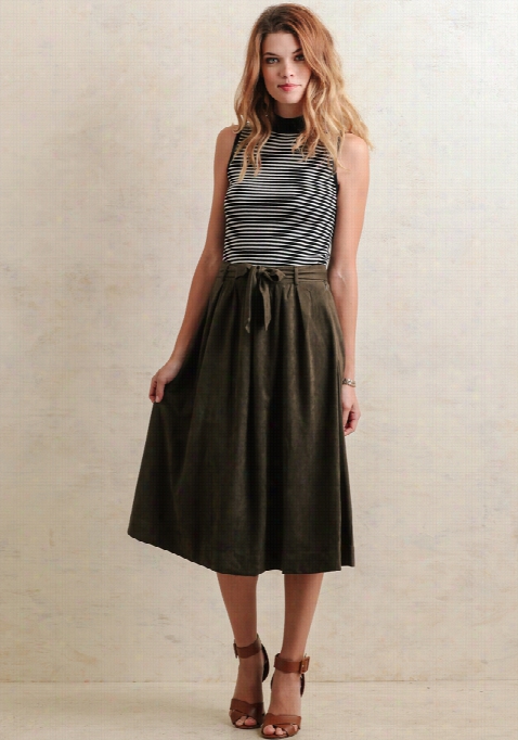 Bay Leaf Fa Ux Suede Midi Skirt