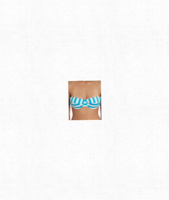 Cahana Stripe Underwire Bandeau Bikini Top Color: Lbue Siz E: S