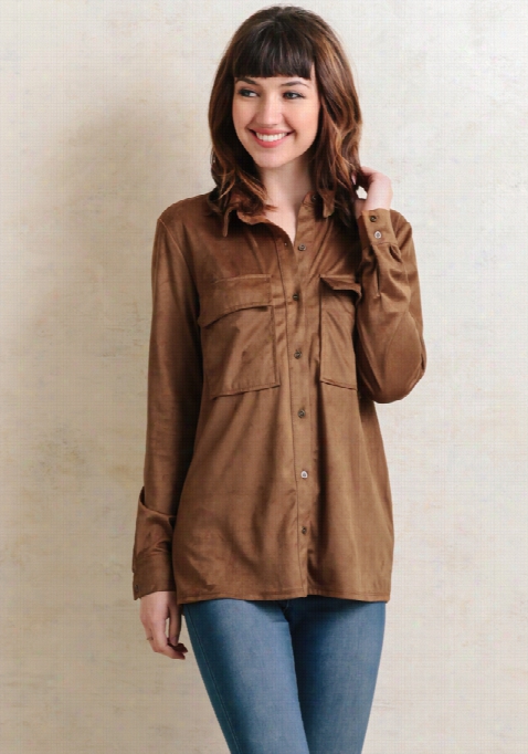 Country Roads Faux Suede Button-up