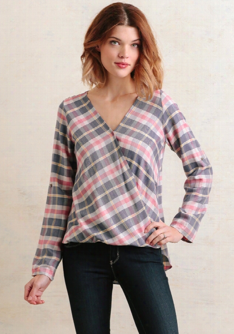 Delaney Plaid Draped Blouse