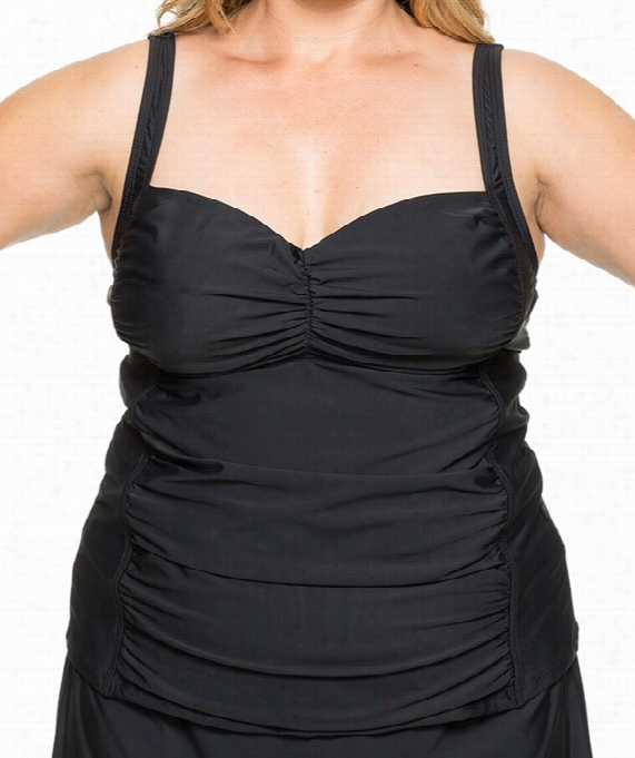 Finesse Molded Lot Tankini Top Color: Black Size: 18w