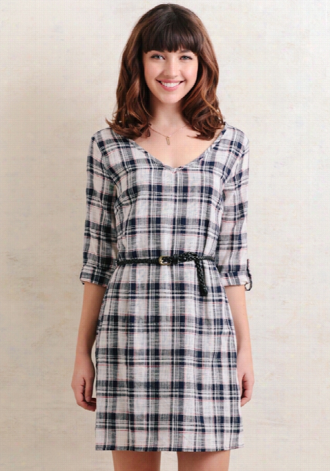 Gran D Rapids Belted Plaid Dress