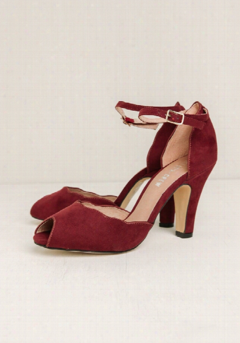 Leaf Scalloped Heels In Burgundy By Chelsea Crew