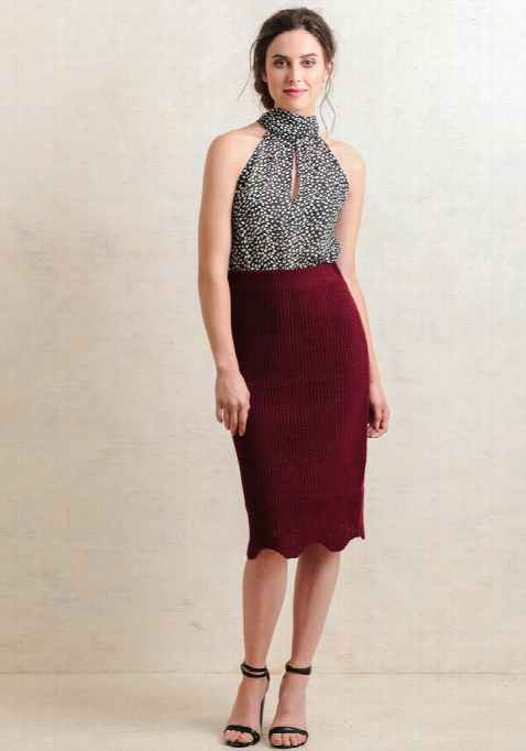 Lilaknit Pencil Skirt In Burgundy