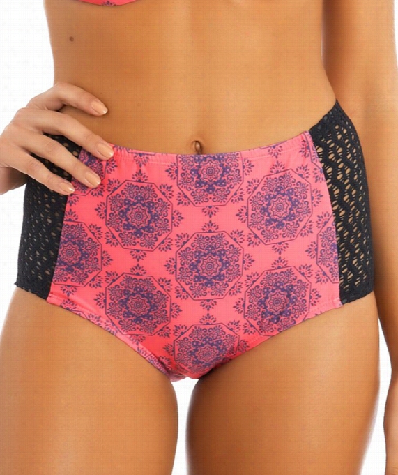 Moselle Elevated Waisted Bikini Botttom Color: Pink Size L