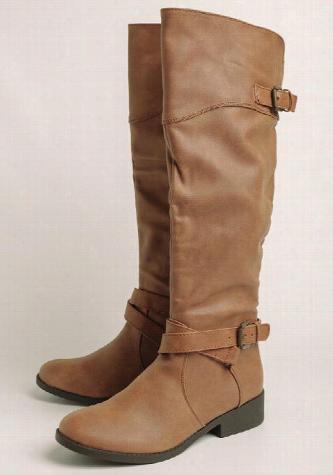 Plateaau Knee-high Boots In Camel