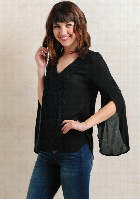 Snap Shot Crochet Accent Blouse