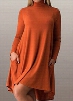 High Neck Orange Long Sleeve Mini Dress