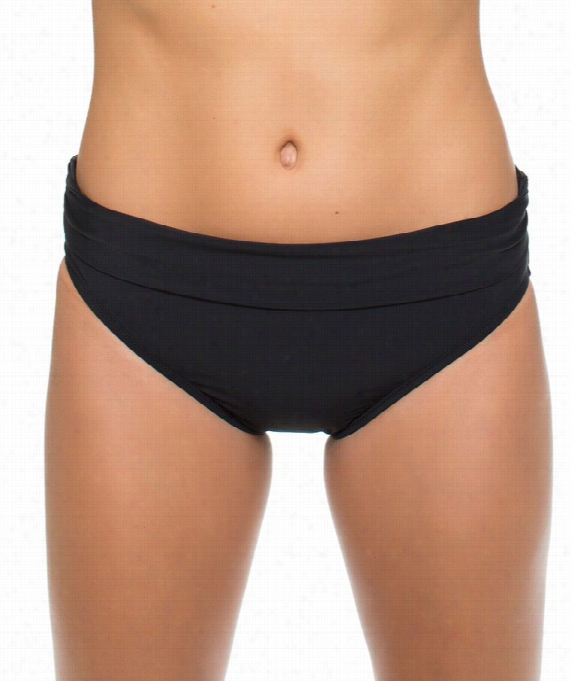 Cabana Solids Banded Bikini Bottom Color: Black Size: 10