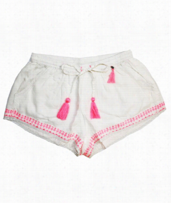 Frineg Ebmroidered Shorts Color: White Size: L