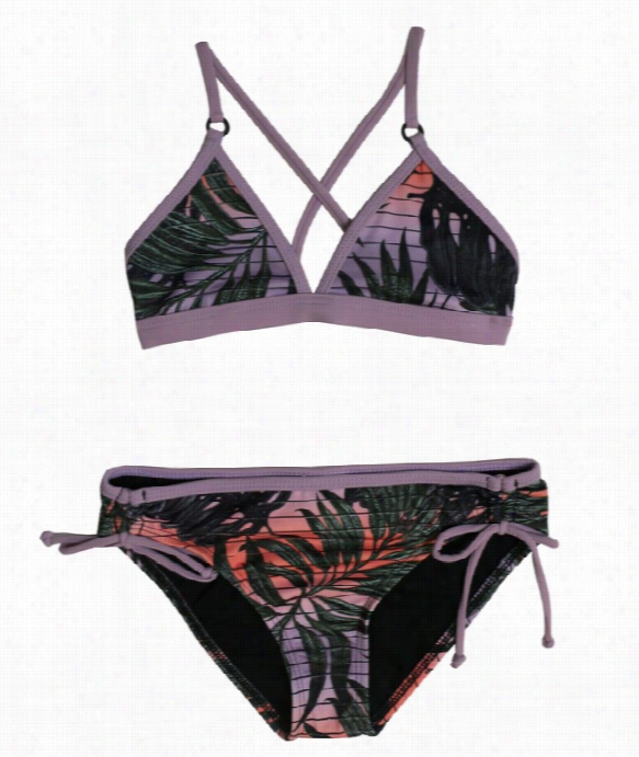 Hurley Girls - Sunset Palms Triangle Top & Tunnel Bottom Color: Pur Size: 7