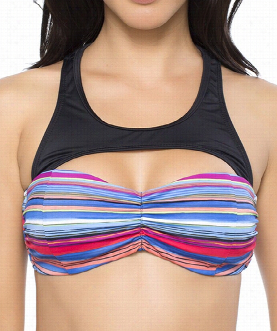 Pacific Stripe Molded Cup High Neck Bra Color:m Ulti Size: Xs