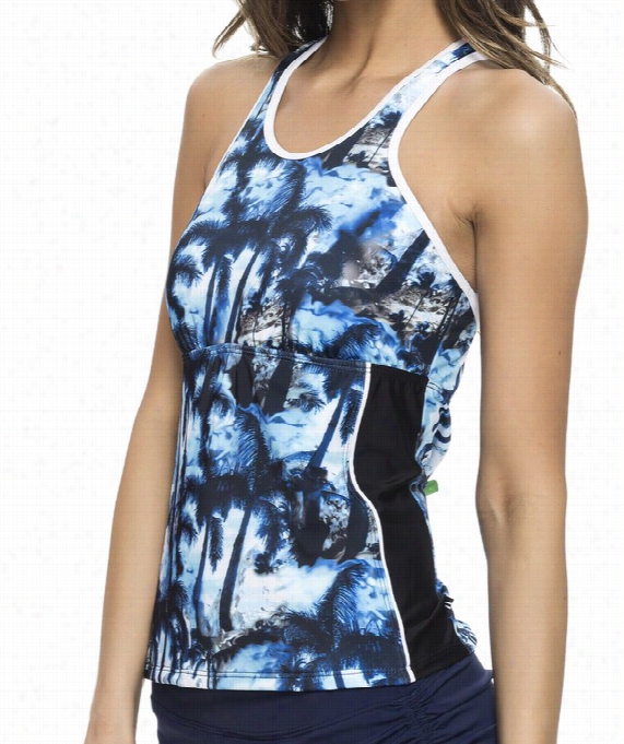 Palm To Perfection Racerback Tankini Top Color: Blac K Size: 6