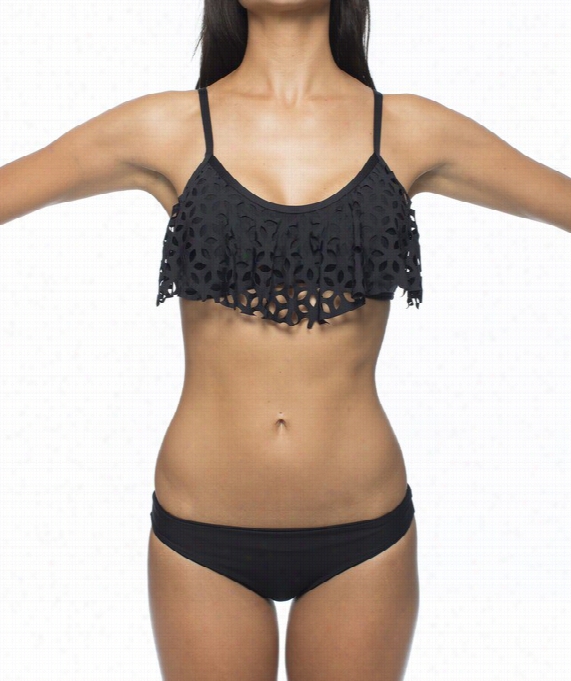 Pandora Flutter Crop Top Color: Black Size: 2