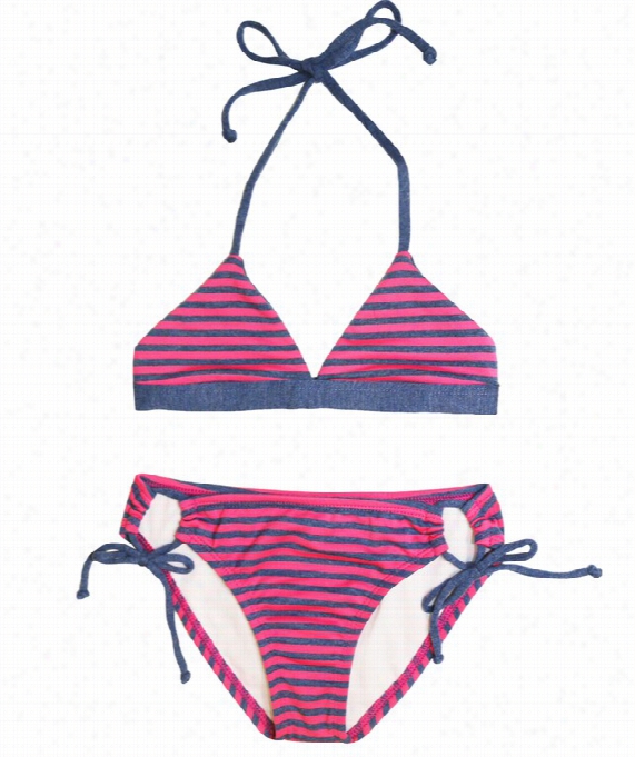 Splendid Girls - Mlibu Stripe Triangle Top & Tunnel Bottom Color: Pink Size: 10